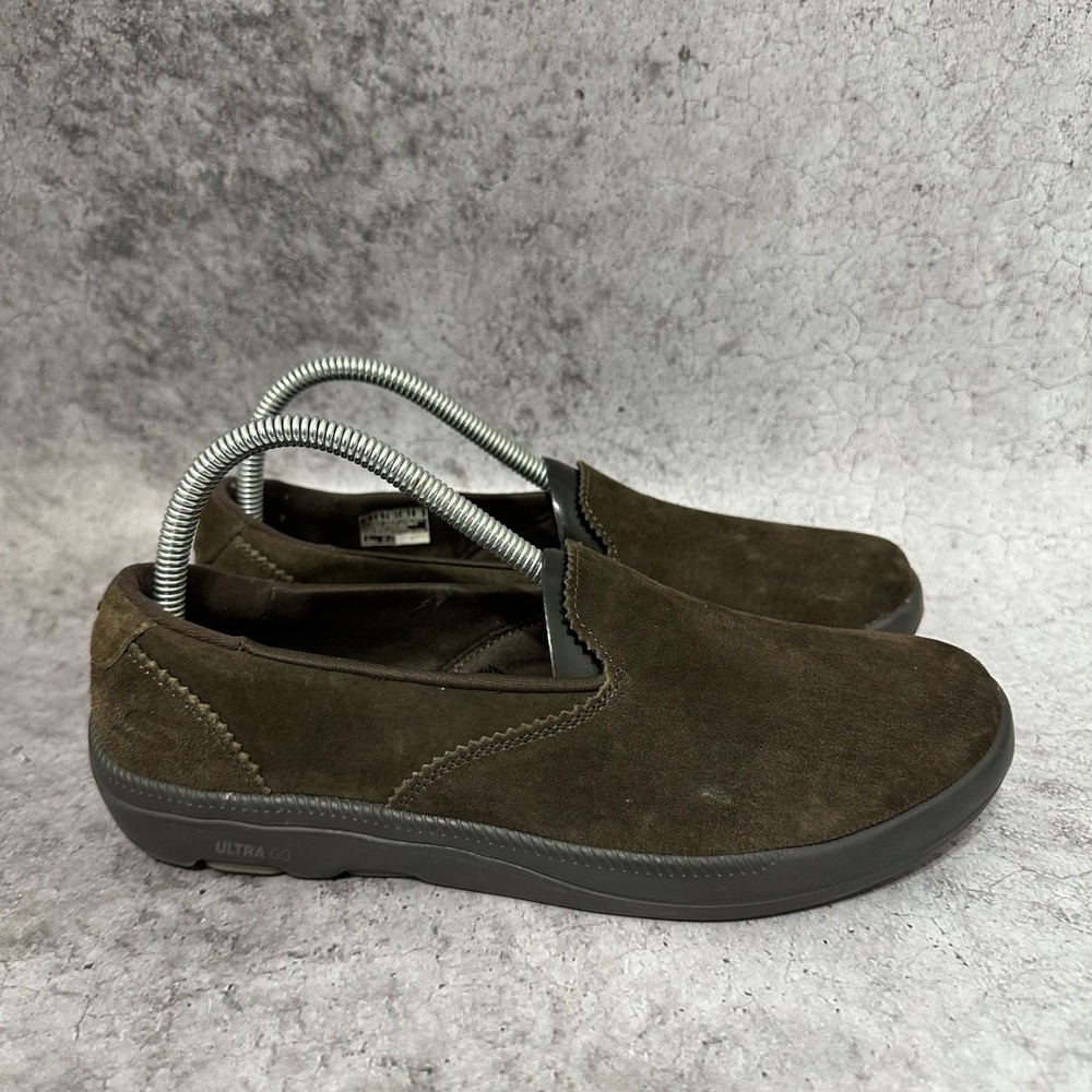 Skechers Luxe Ultra Go Slip On Womens 9 Brown Suede Walking Shoes Goga Mat